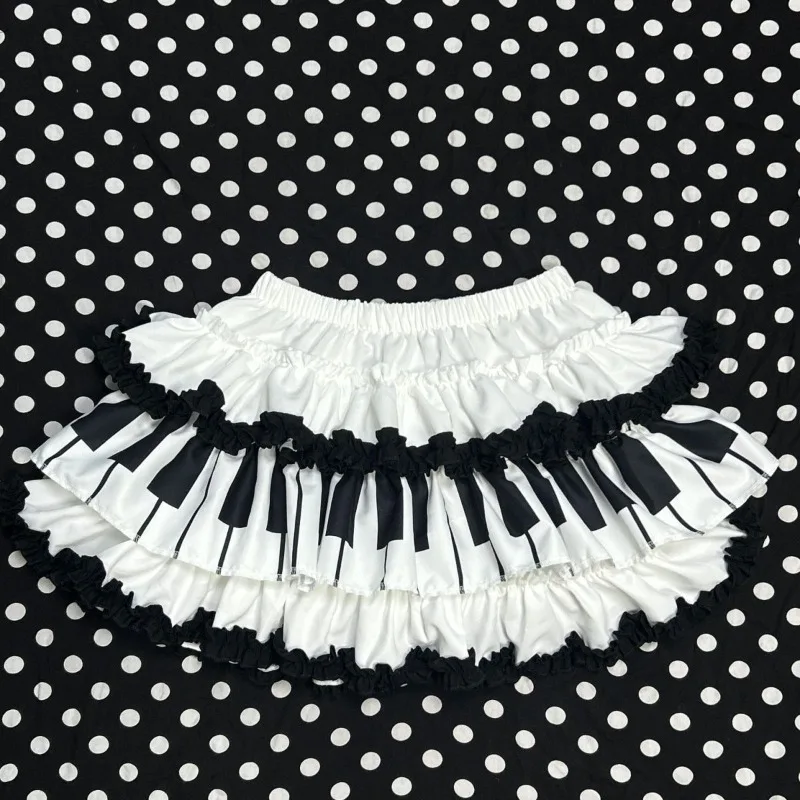 

Женская мини-юбка с принтом клавиш пианино, многослойная, с оборками, летняя, в стиле Y2K, милая готическая, с рюшами, на резинке, винтажная, в стиле стритвир