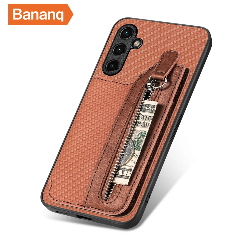 

Bananq Card Pocket Zipper Wallet Case For Samsung A04 A04E A03S A02S A32 A22 A13 A12 A53 A23 A42 A52 A50 A30 A20 M02S M10S Cover