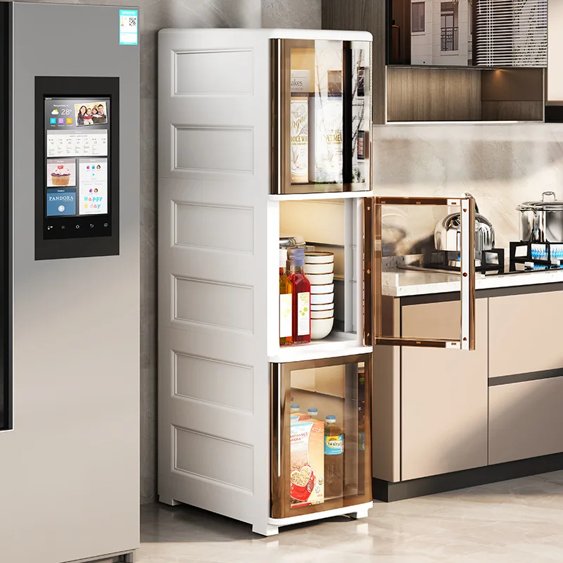 

Пластиковый тонкий шкаф для хранения вещей, ванная комната, кухня, узкий органайзер, полка для ванной комнаты большой емкости для домашнего ящика для хранения