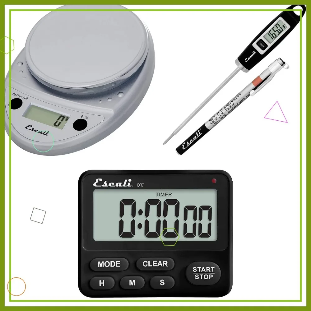 

Digital Kitchen Scale, Thermometer & Timer Bundle for Cooking and Baking - 11 lb Capacity, Precise Measurements