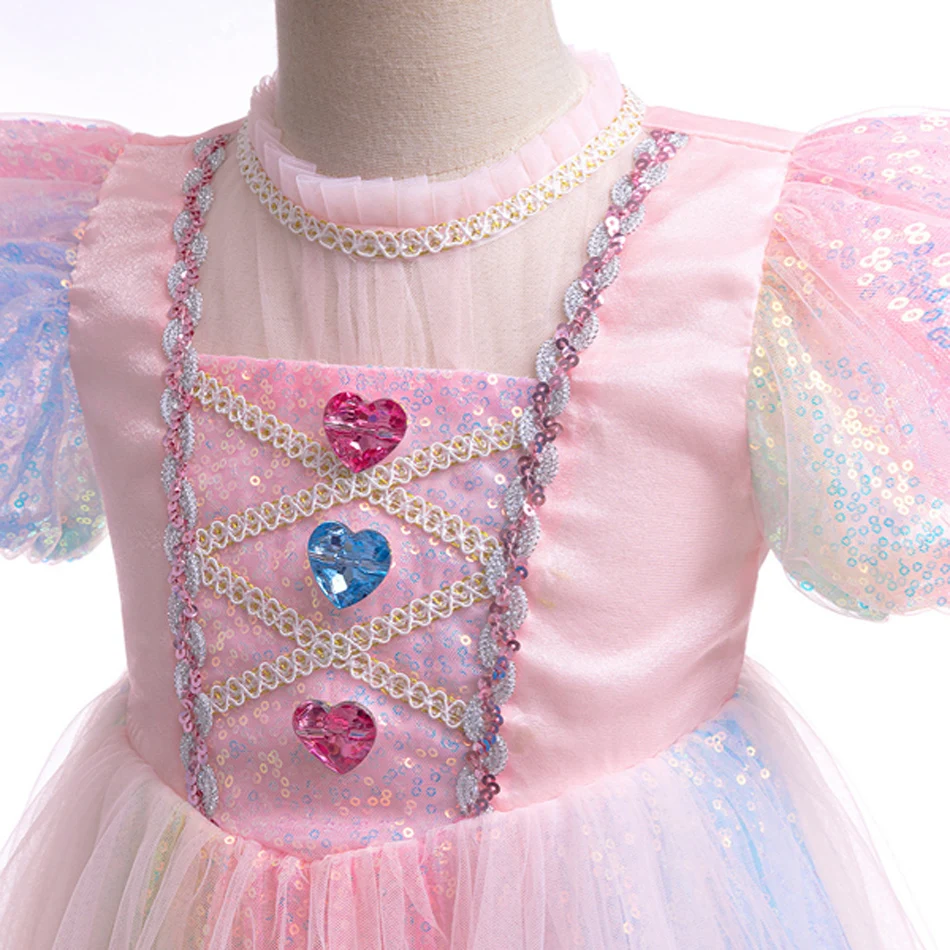 Kids Unicorn Dress for Girls Flower Rainbow Heart Pink Ball Gown Elegant Party Costumes Little Girl Princess Cosplay  Halloween