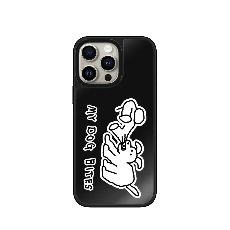 Black Graffiti Sticker Black Mirror Magnetic Phone Case Cover for IPhone 17 16 15 14 13 12 Pro Max Case