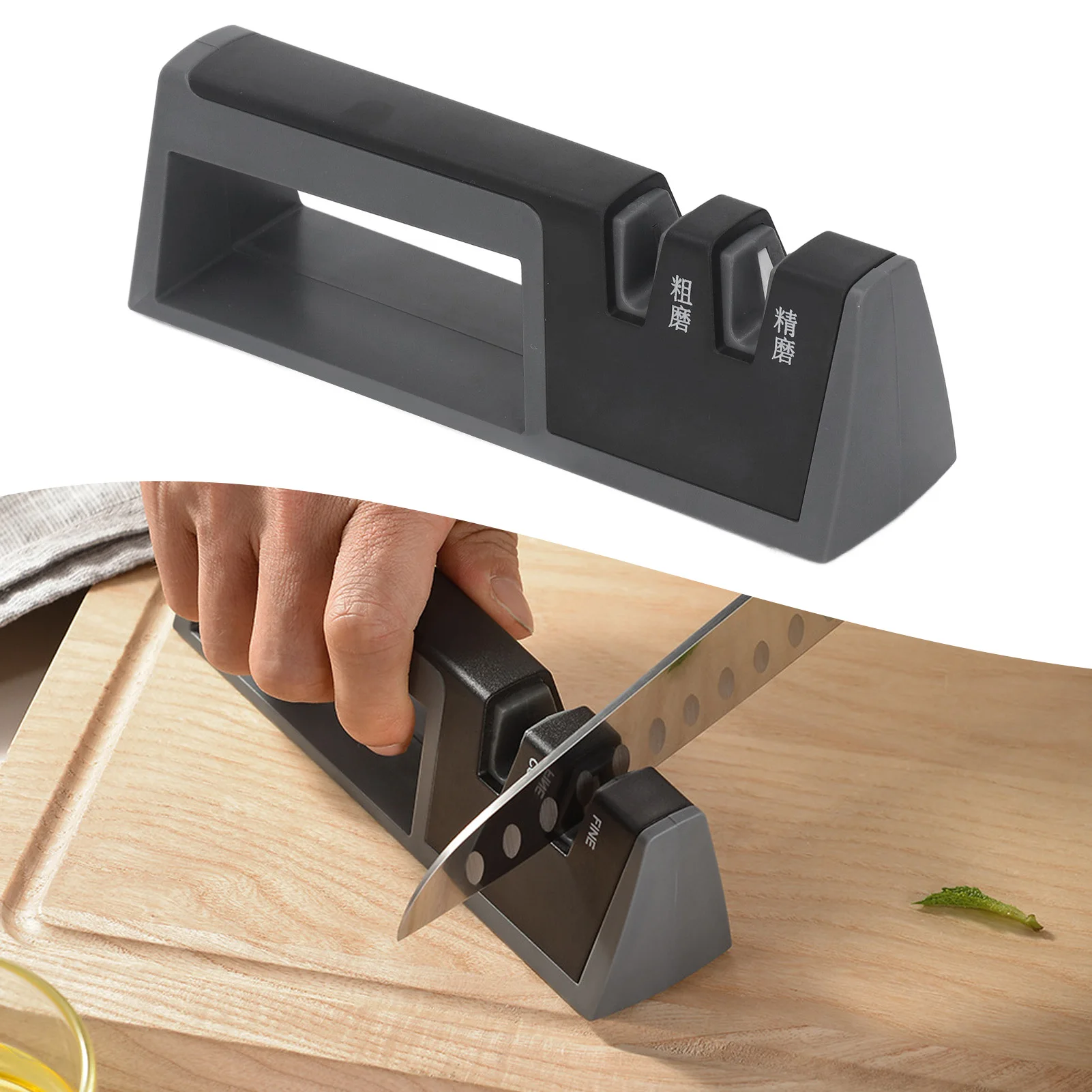 Alat Dapur Pengasah Pisau Serbaguna 2 Tahap Pengasah Pisau Genggam Cepat Aman untuk Dapur Rumah Tangga