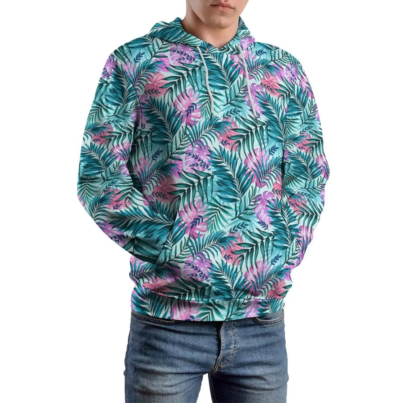 

Tropical Palm Casual Hoodies Long Sleeve Monstera Leaves Cool Hoodie Autumn Loose Graphic Oversized Top