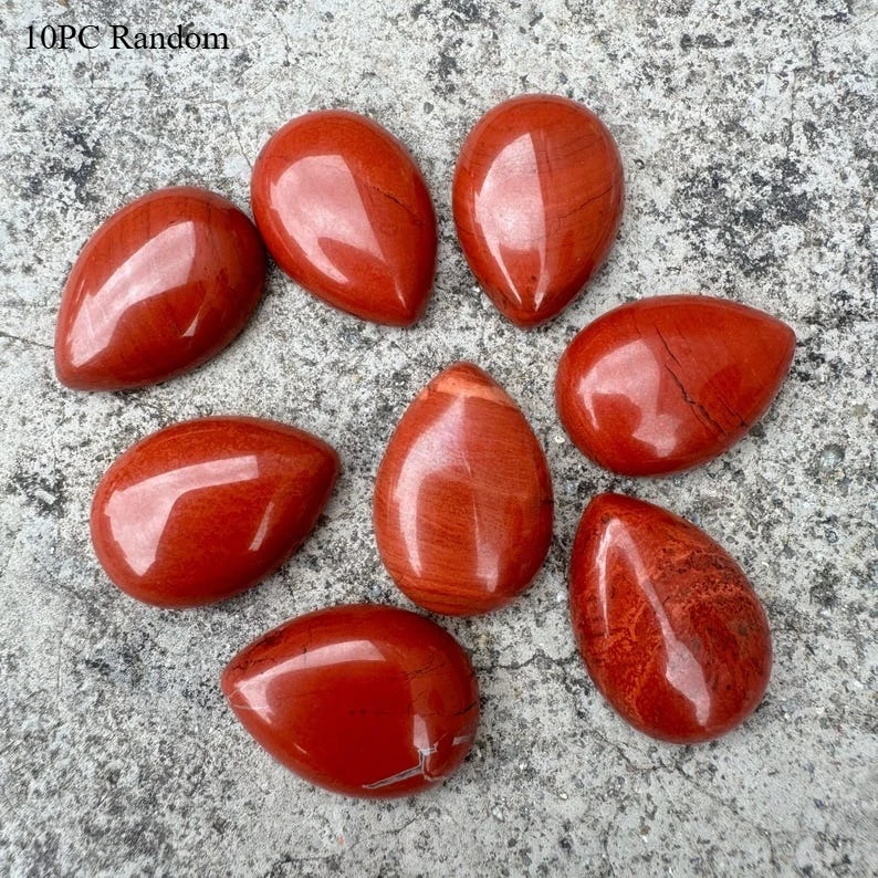 10PC Teardrop-shaped Red Jasper Without Any Holes, in A Bohemian Style. Suitable for Jewelry Necklace Pendant or Decoration.