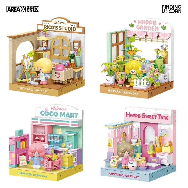AREA-X FINDING UNICORN Series Building Blocks RiCO Store Manager Street View Assembly Model Farmer Bob Ornament Toys Kids Gift