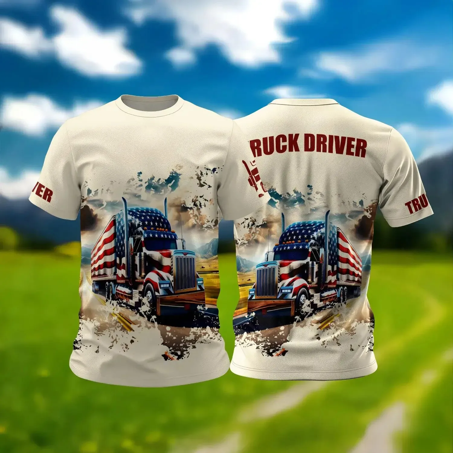 Truck Driver T-Shirt For Men 3d Printed Short Sleeved Top Casual Men's Clothing Truck Driver Work Uniform Tees Oversized T-Shirt