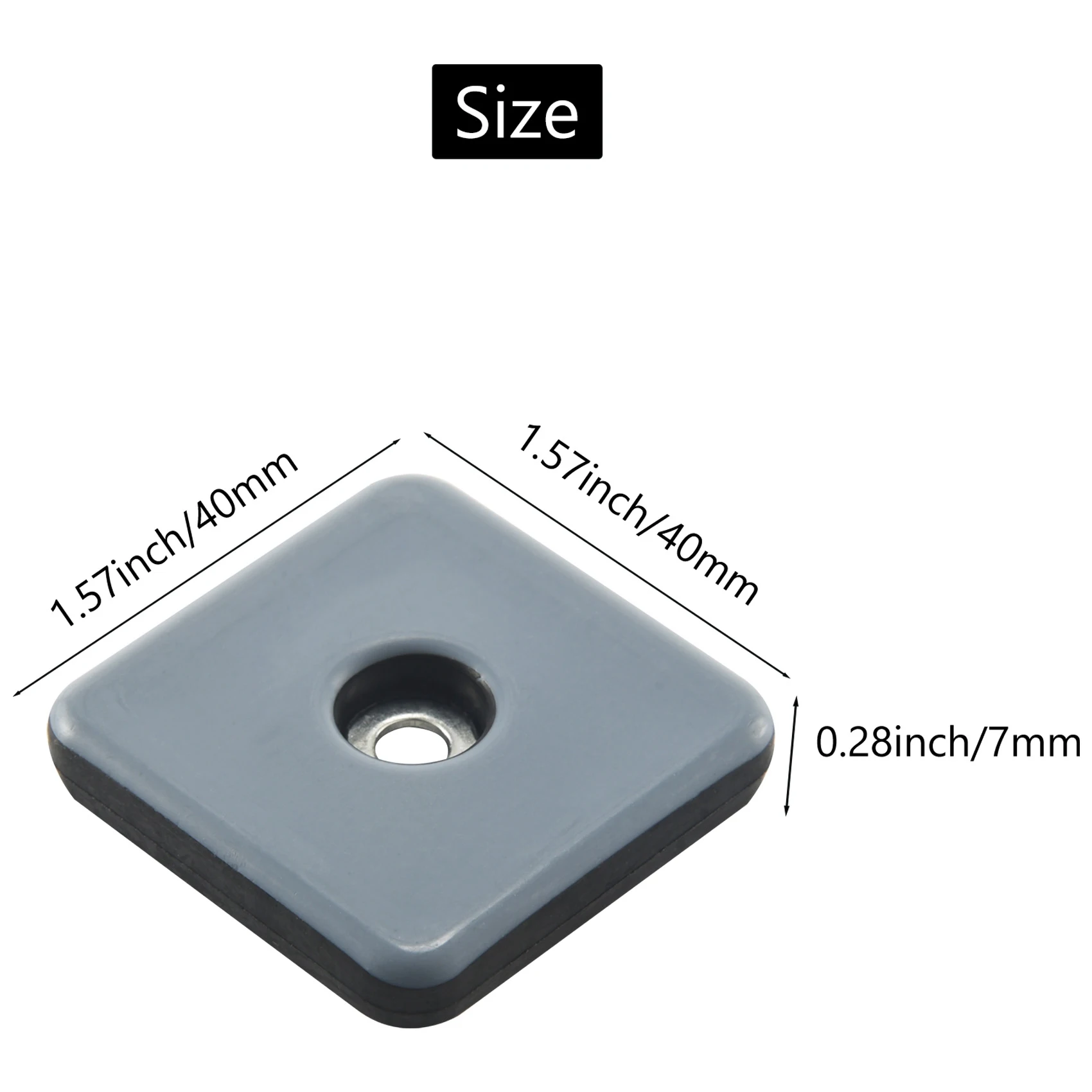 B84B-16Pcs Furniture Sliders 40Mm Furniture Leg Protectors With Screws Square Chair Leg Protectors Furniture Glide Pads