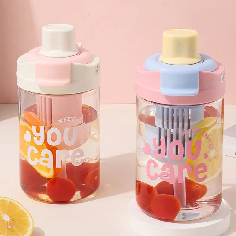 Large Capacity 650ml Glass Straw Cup Transparent Sippy English Letter Bubble Tea Coffee Drinkware Sports Water Cup Household