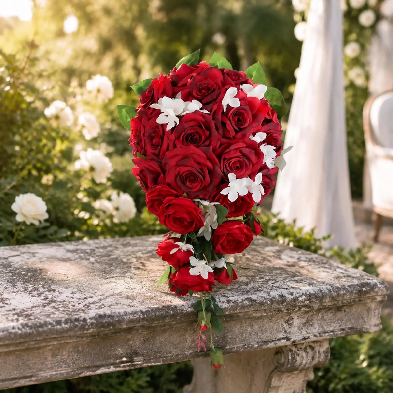 Flower Arrangement Handheld Silk Flower Bouquet with Wrapped Handle Photoshoot-Ready for Brides
