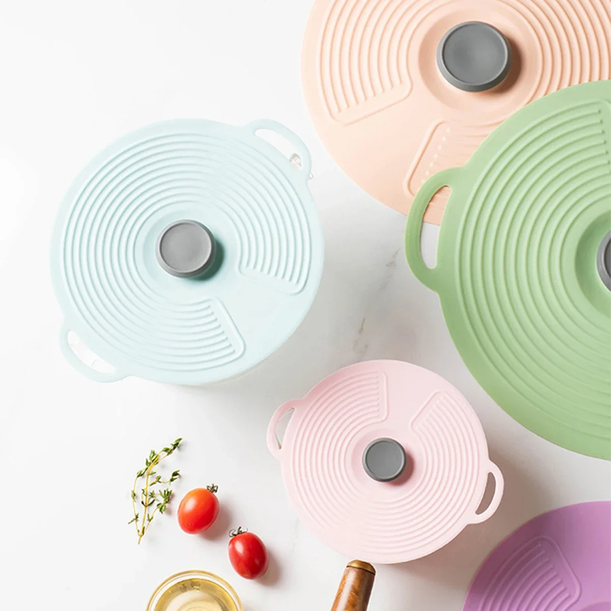 أغطية سيليكون لوعاء قابلة لإعادة الاستخدام أغطية شفط مختومة تناسب أكواب الأطباق أطباق المقالي تخزين المواد الغذائية أدوات المطبخ