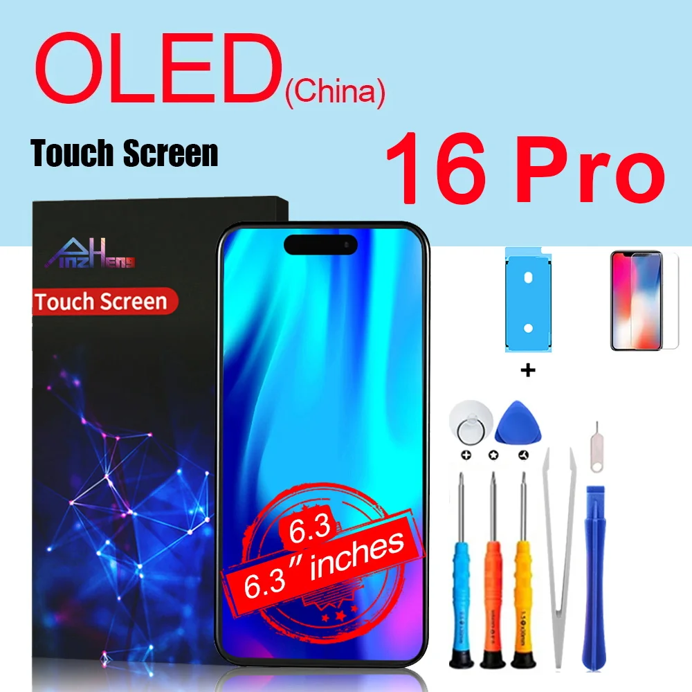 PINZHENG Hochwertiger OLED-Bildschirm für iPhone 16 Pro Max LCD-Display für iPhone 16E 16 Pro 16 Plus Incell LCD-Ersatz