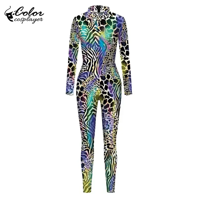 Colore Cosplayer Spandex Tuta Catsuit Fashion Festival Party Costume Cosplay Serpente 3D Animale Stampato Zentai Tute Outfit