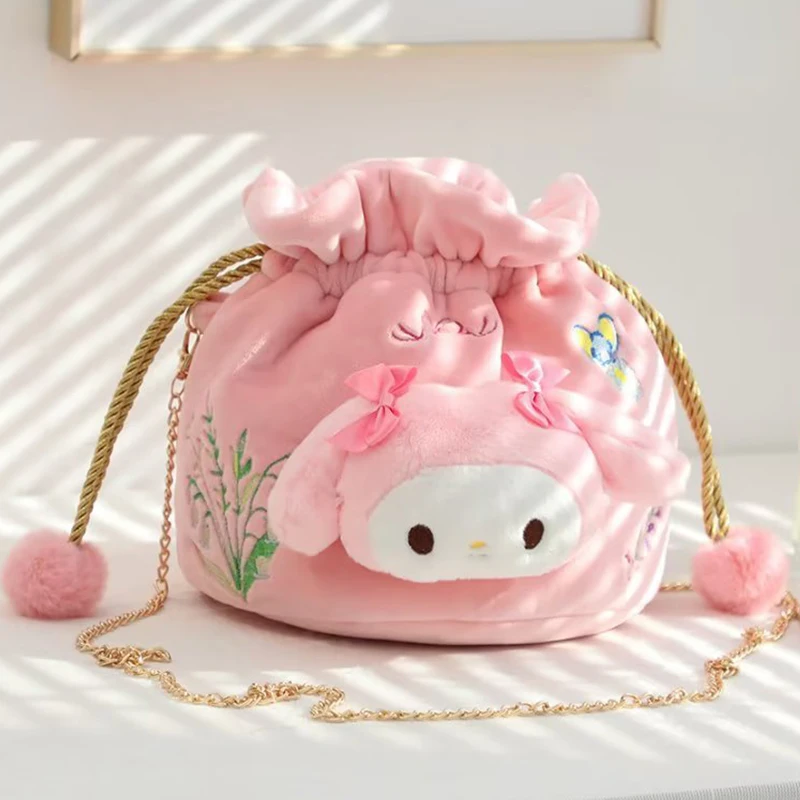 

Kawaii Sanrio Mymelody Drawstring Bag Cute Anime Cartoon Kuromi Cinnamoroll Cosmetics Storage Bag Sundries Storage Girl Gift Toy