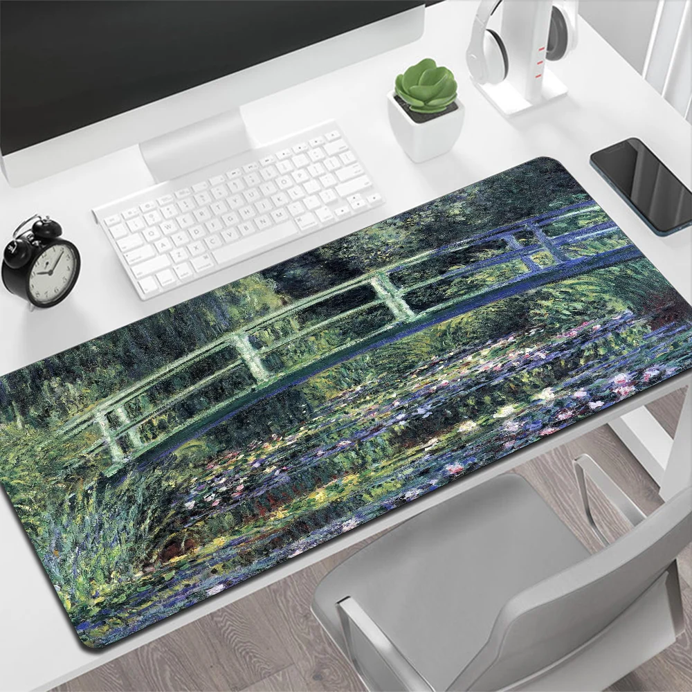 Claude Monet Art Large Mouse Pad Gaming Mouse Pad PC Gamer Computer Mouse Mat Big Mousepad Silicone Keyboard Desk Mat Mause Pad