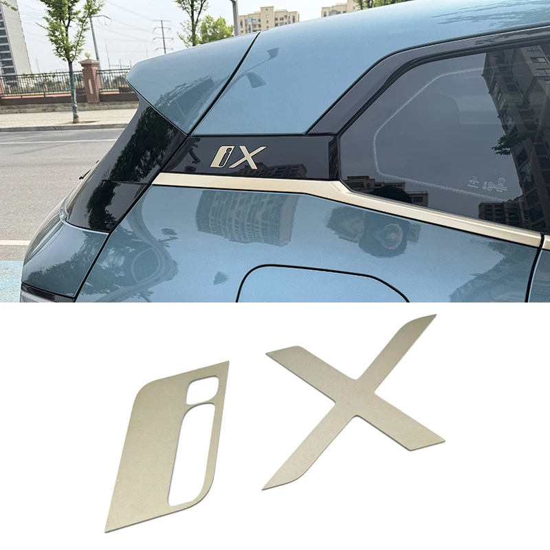 

For BMW IX 2022 2023 2024 2025 2026 Titan Gold Aluminum Alloy Car Rear Side Stickers IX Logo Cover 3D Emblem