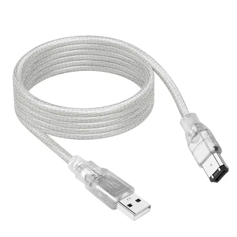 1PCS 1.5M/5FT Firewire IEEE 1394 6 Pin Male to USB Male Adaptor Convertor Cable Cord for Data Transfer