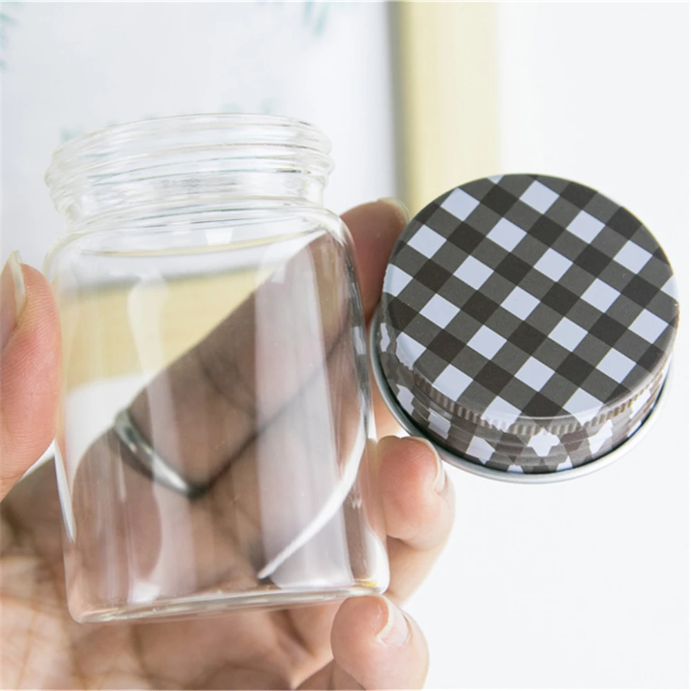 80ml Refillable Empty Decoration Bottles Aluminum Lid Pudding Yogurt Glass Container Home Ornament Crafts Gifts Vials 6Pcs