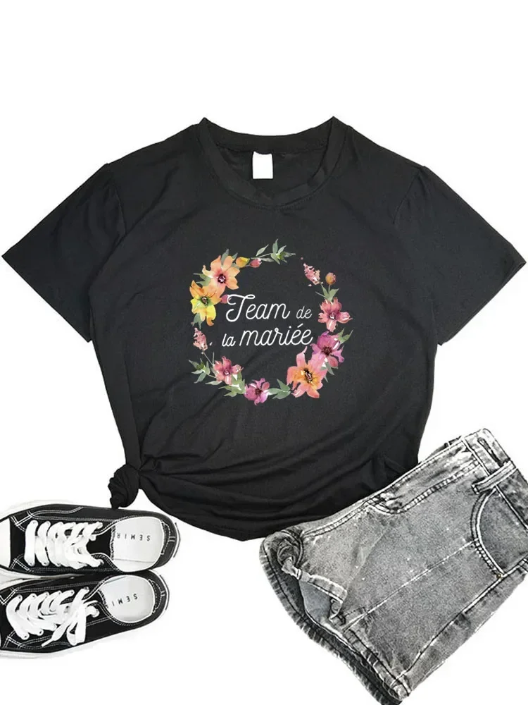 Team Bride Women T-shirts 2026 To Be Squad La Mariee Hen Party Bachelorette France Girl Wedding Female Tops Tees