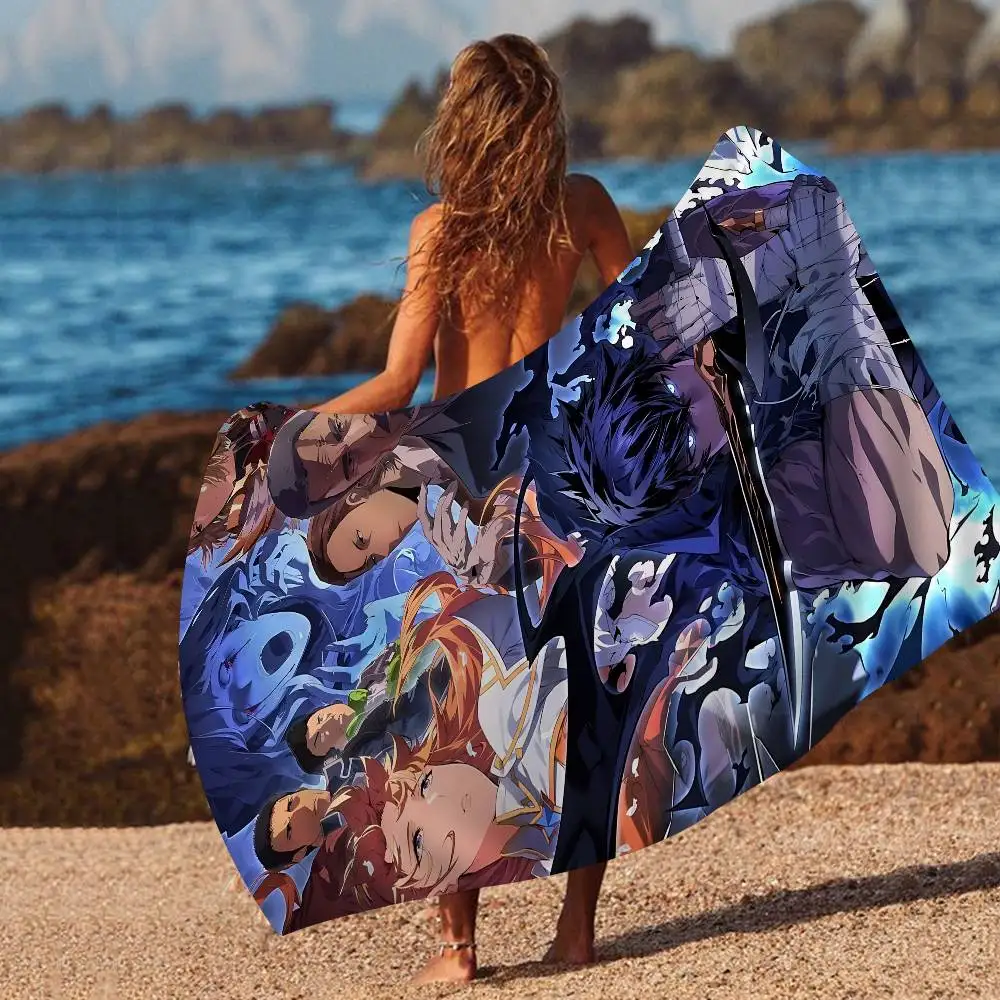 Anime S-Solo Leveling Movie Big Microfiber Beach Towels Quick Dry Towel Sand Beach Towels Pool Towel For Travel Swim Pool Yoga
