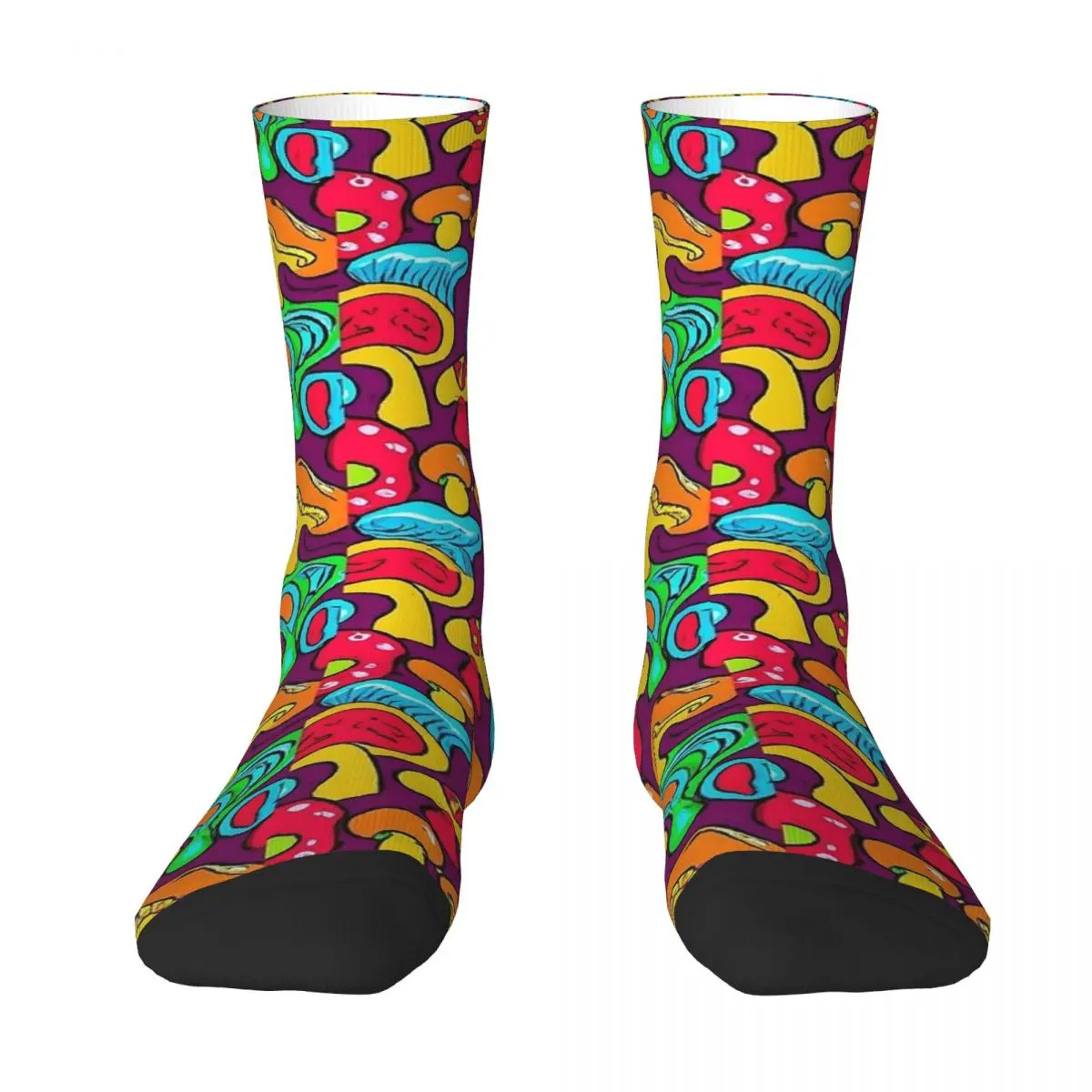 Diverse Colorful Mushrooms Stockings Rainbow Plant Printed Gothic Socks Winter Anti Sweat Socks Couple Cycling Quality Socks