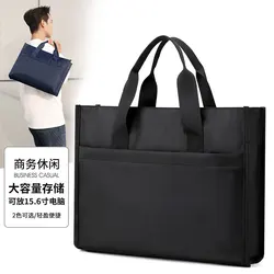 Maletín de negocios para hombre, bolso de hombro ligero de nailon, de gran capacidad, para guardar archivos de ordenador