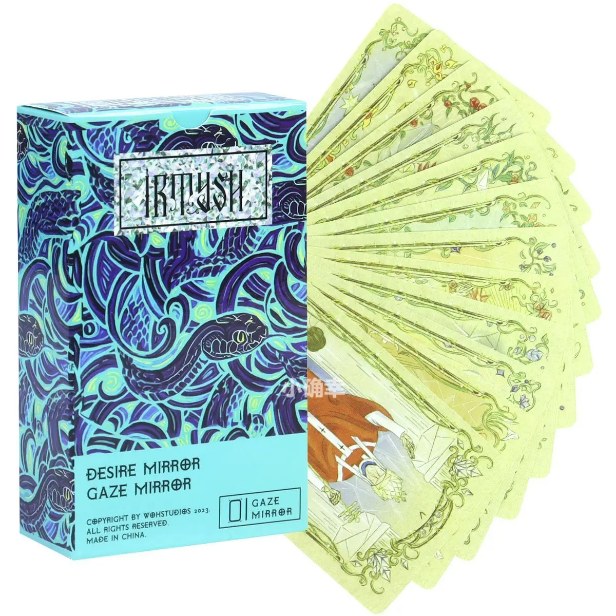 Desire Mirror Tarot Deck - 10.3*6cm 78 Pcs Modern Artistic Illustrated Tarot Cards with Unique Green Aesthetic