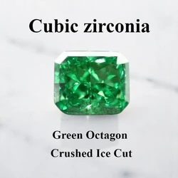 High Carbon Diamond Lab Zircon Cubic Zirconia Green Octagon Crushed Ice Cut Radiant Cut 5A+ Quality