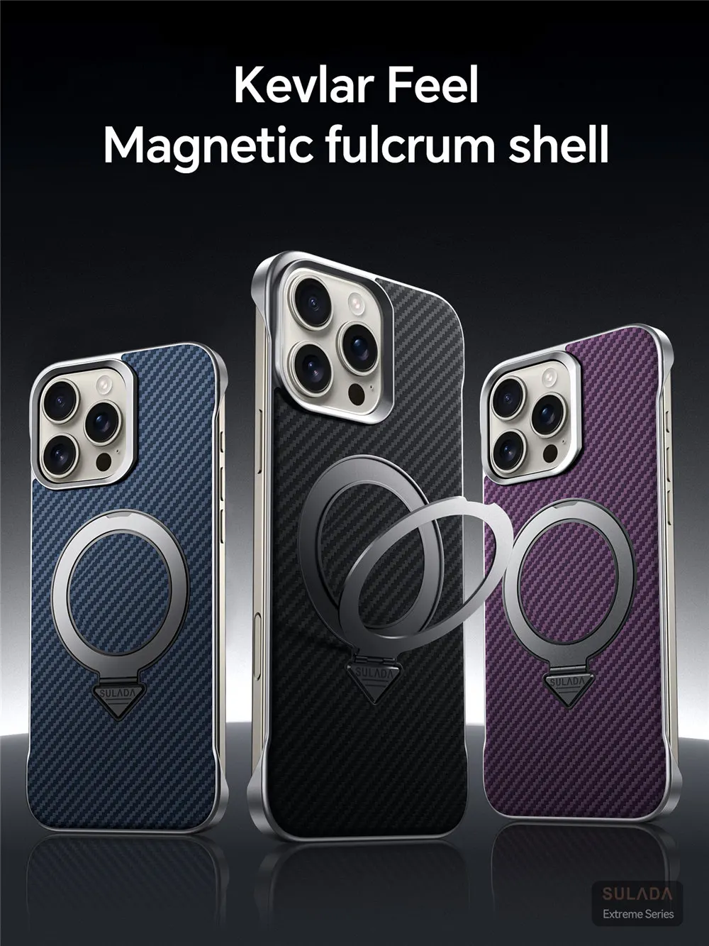 Magnetic Carbon Fiber Pattern Leather Case For iPhone 15 16 Pro Max Bracket Back Cover