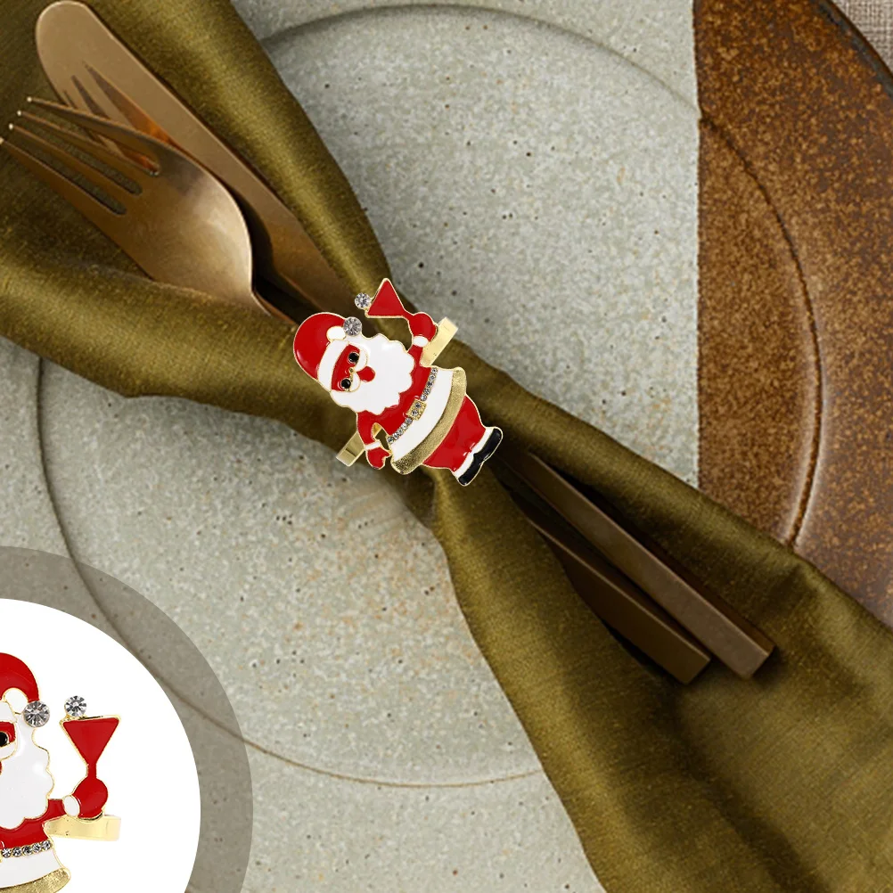 

4pcs Christmas Napkin Rings Red Sturdy Napkin Buckles For Xmas Dining Table Decor Holiday Party Kitchen Home Decor