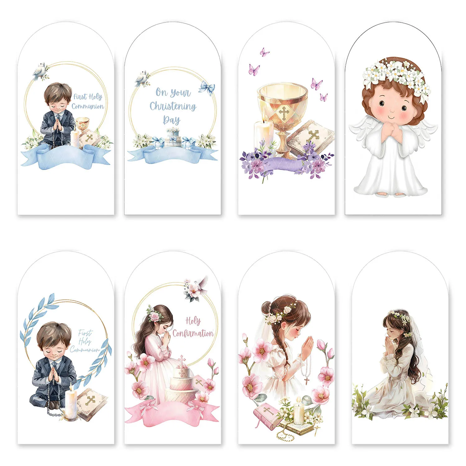 

Мехофонд, арочный фон для крещения, Святой Грааль, для мальчиков и девочек, для первого причастия, вечеринки, торта, Smash Decor, голубь, двусторонний фон Chiara