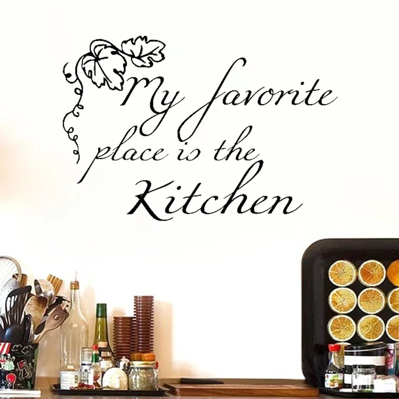 My Favorite Place Is The Kitchen Grape Leaves Wall Sticker Kitchen Wall Decals Living Room Bedroom Home Decor