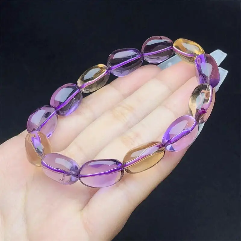 Natural Freeform Ametrine Bead Bracelet Fortune Energy Gemstone Mineral Woman Amulet Jewelry Holiday Gift 1PCS