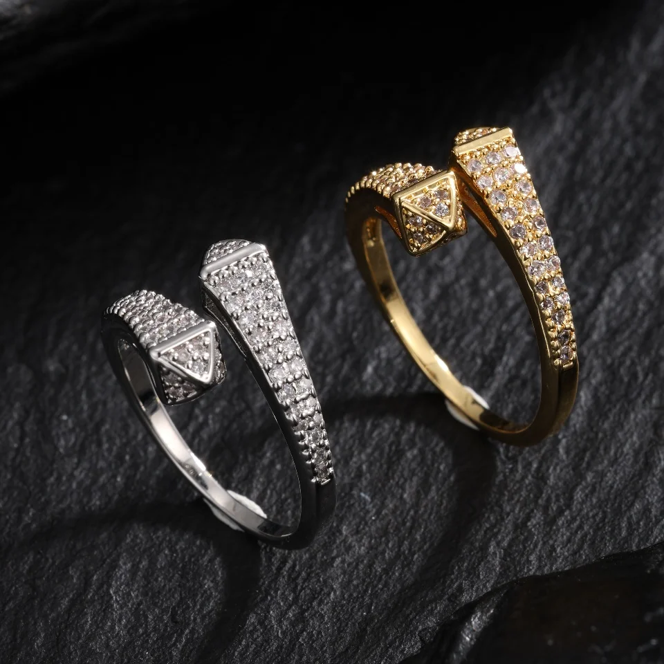 ZAKOL New Arrival Creative Fashion Zircon Open Ring For Women Men Micro-set Adjustable Engagement Party Jewelry Accessories