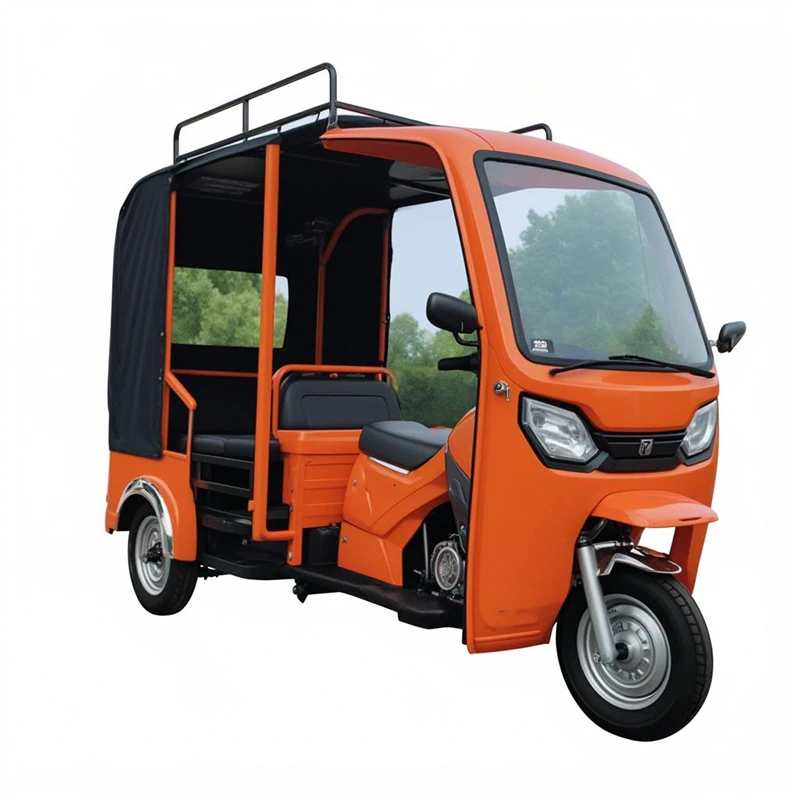 Fuel Powered Motorized Tuk Tuk Tricycle with 4-5 Seats Customizable Colors Including Orange New Model