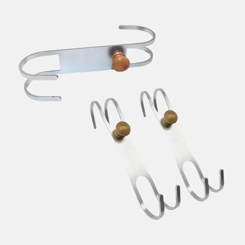 Compact 195mm Stainless Steel Hot Glue Holder with Double Hook Layout Designed for Small Workspaces and DIY Projects