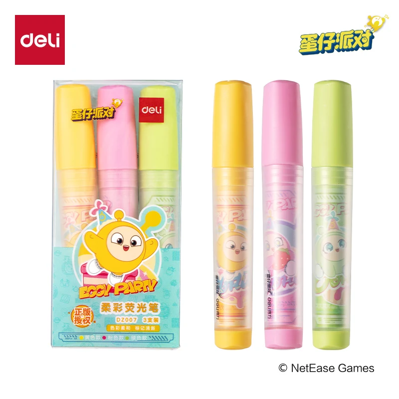 Deli 3pcs Highlighter Pen Fluorescence Pens Art Marker Pens Stationery Drawing Painting Kawaii Pens School&Office Supplies Gift