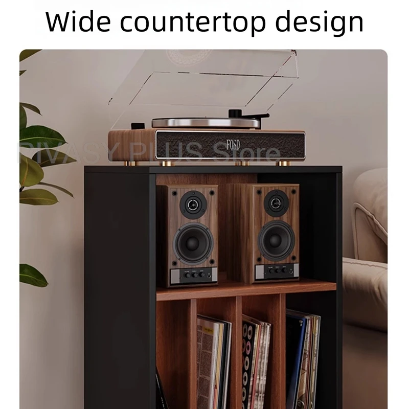 4 Opslag Vinyl Platenspeler Stand Walnoot E0 Kwaliteit Hout Audio Rack 86 Cm Hoogte Luidsprekerkast Voor Thuis Thrater CD LP Beugel