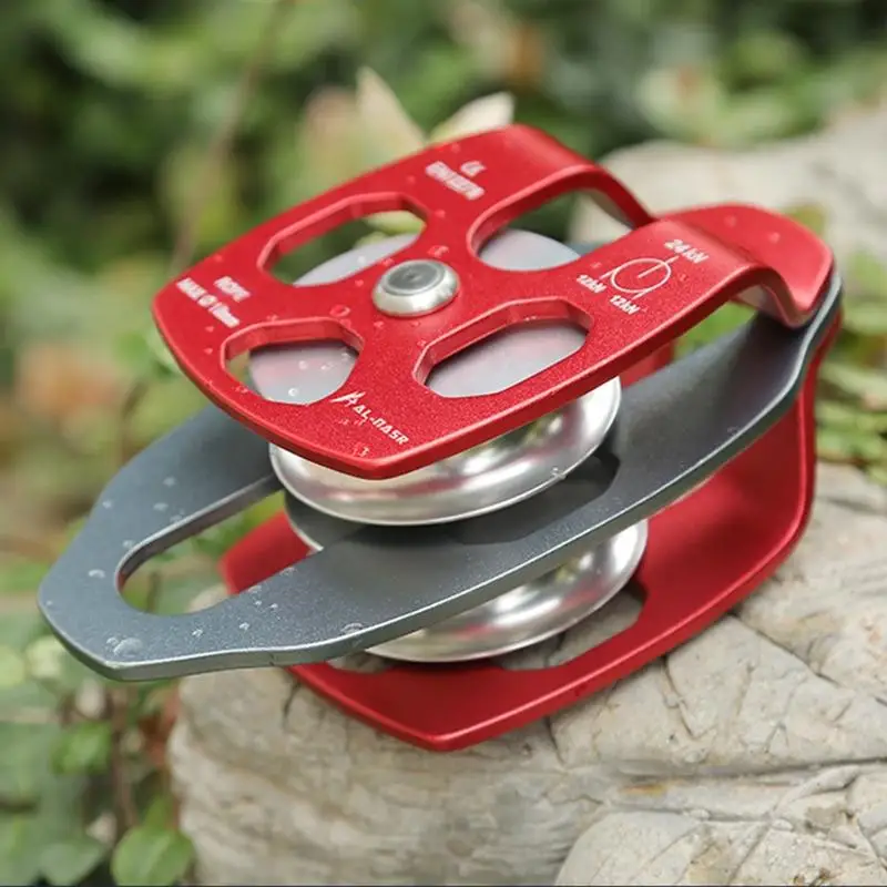 U2JB Multifunctional Aluminum Alloy Climbing Pulley with Safety Lock Rigging Pulley for Kids Outdoor Play and Secure Activity