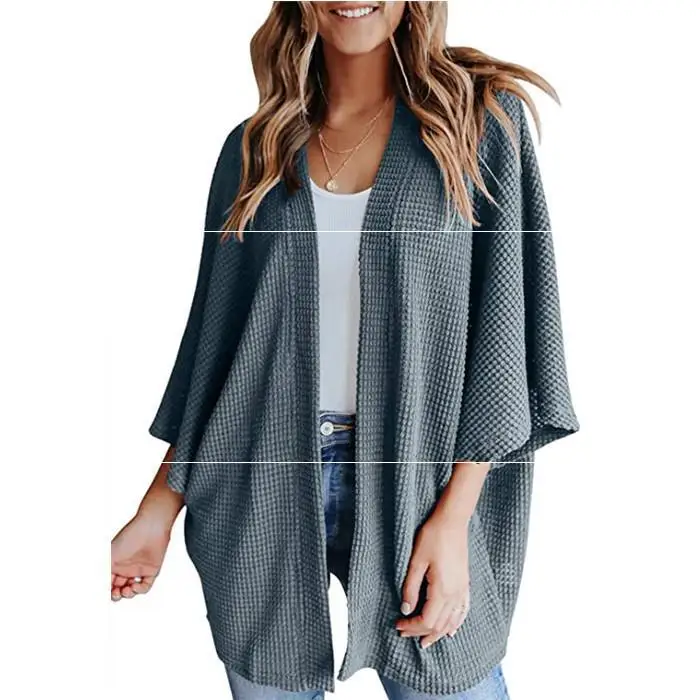 Damen Open Cardigan Pullover Strickoberteil T-Shirt Five Sve Bubble Sve T-Shirt Acetatfaser Herbst Faion Freizeitkleidung
