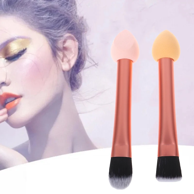 Professional Double Ended Blush Brush Women Makeup Sponge Cosmetic Powder Puff Pen Make Up Foundation Blusher Brushes