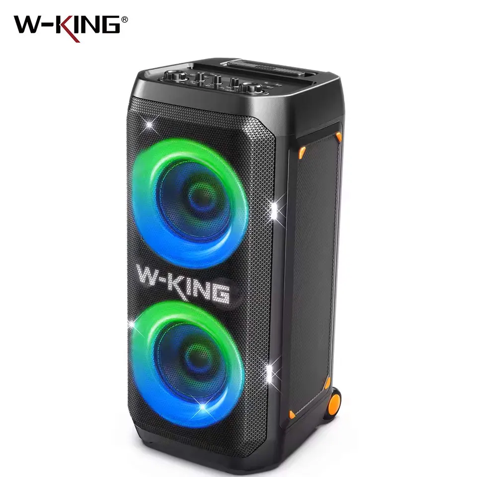W-KING T12 Tragbare Bluetooth-sprecher-Box avec son MAX Pro 370W, Lichtshow, CSB, Bass Boost, Rollen et Teleskopgriff