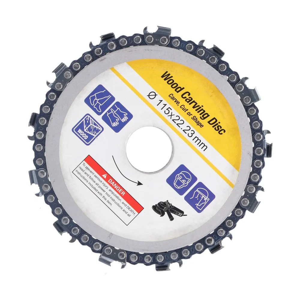 13 Teeth Wood Carving Disc 115mm Diameter 7/8 Inch Arbor Chainsaw Grinding Wheel Yellow Coated Circular Plate Design