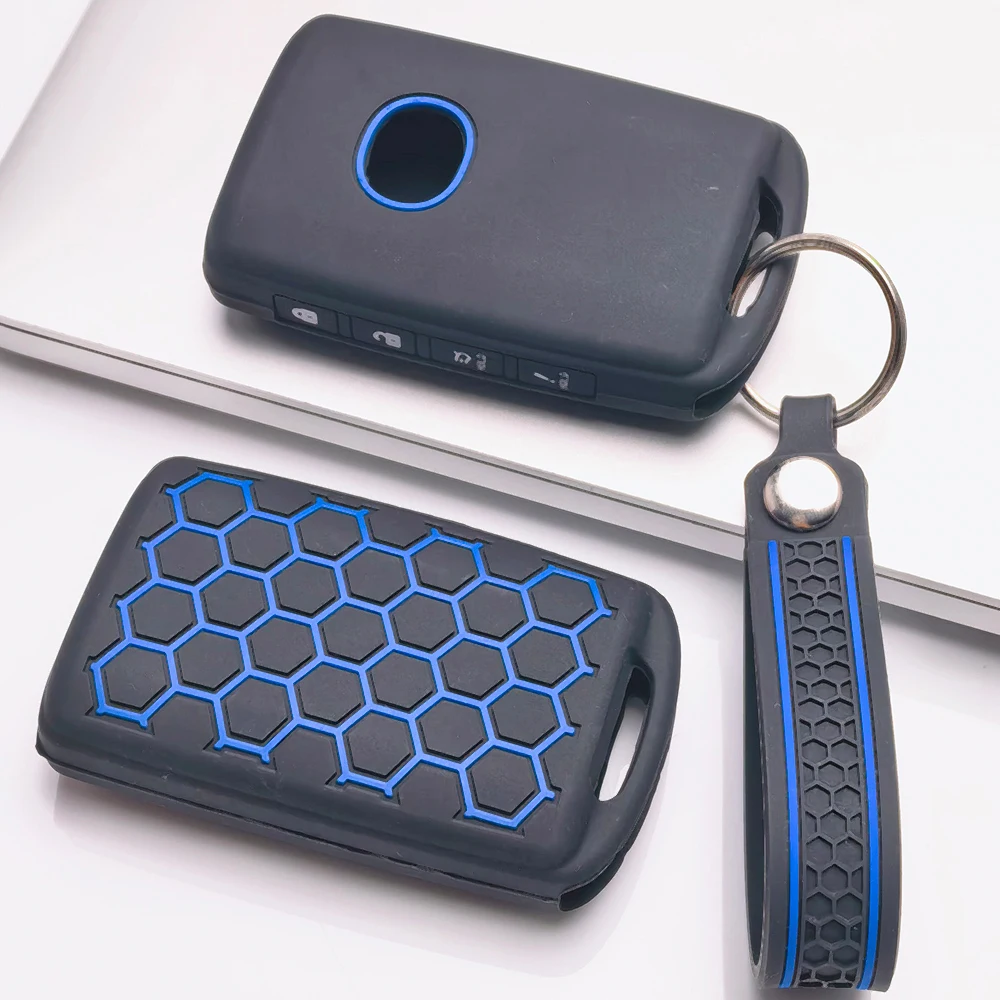 Silicone Car Key Fob Cover For Mazda 3 6 CX 30 CX 5 CX 9 CX 50 CX 70 CX 90 MX 5 Miata with slim wrist strap Soft Touch