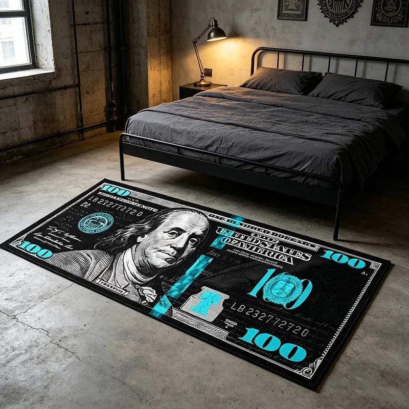 American Retro Dollar Bill Long Rug Cool Creative Decor Carpet for Bedroom Bedside Soft Floor Mat for Entryway Kitchen & Hallway