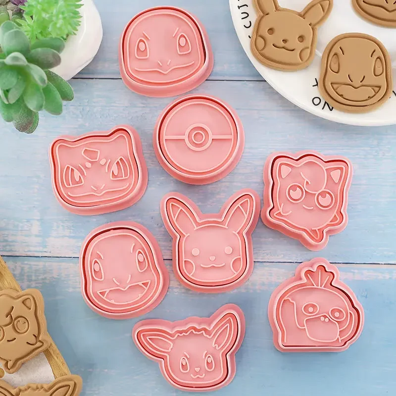 8pcs/set Pokemon Cookie Mould Cartoon 3d Diy Pressable Biscuit Mold Cookie Stamp Kitchen Baking Pastry Bakeware Christmas Gift