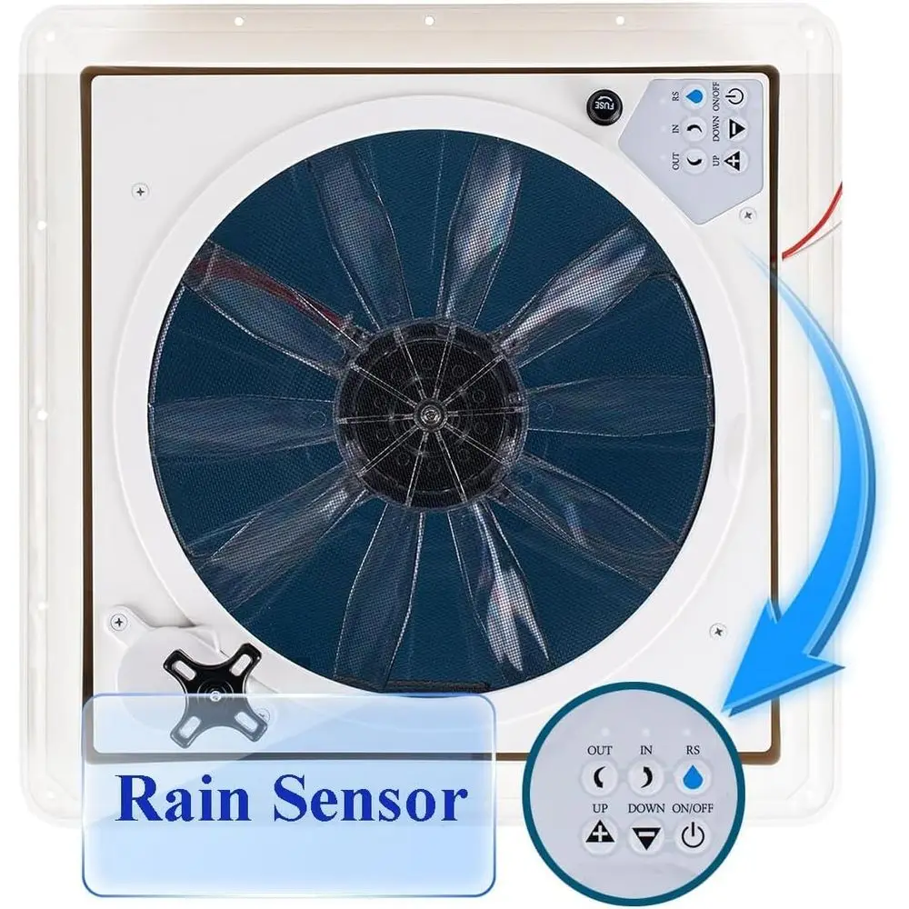 سقف مروحة تنفيس RV 12 فولت، جهاز تحكم عن بعد 14 × 14 بوصة، 10 سرعات #2
