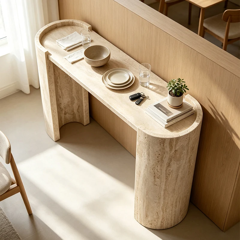 Natural limestone entrance table, coastal curved corridor table, heavy duty anti-fouling entrance table