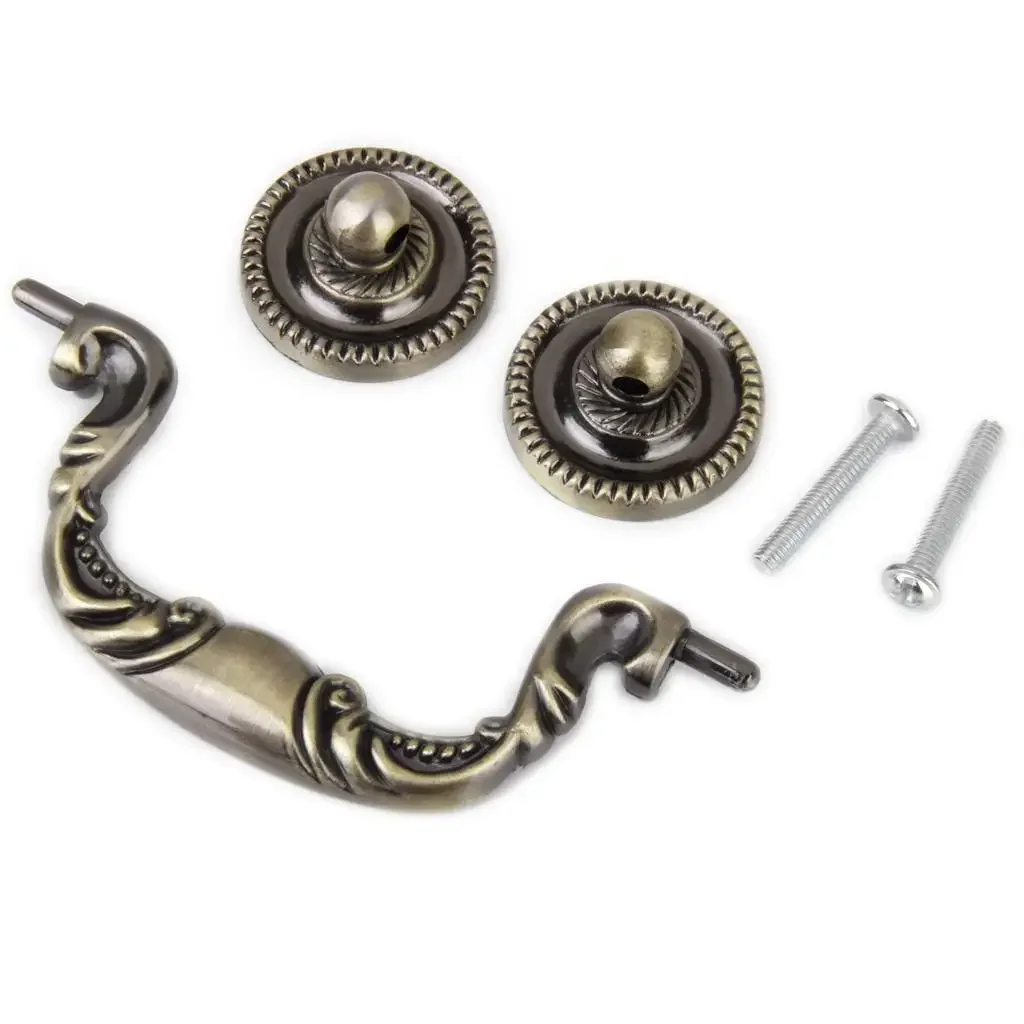 yesElegant Antique Brass Cabinet Knob Vintage Drawer Handle 96mm Zinc Alloy Pull for Closet Door Wardrobe