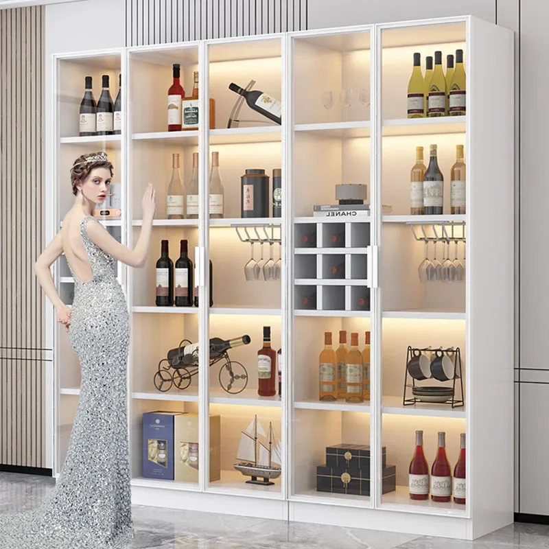 

Buffet Salon Display Wine Cabinets Glass Liquor Hanging Retail Metal Wine Rack Drink Restaurant Adega Barzinho Display Cabinet
